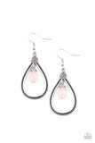 Ill Believe It ZEN I See It - Pink Stone Teardrop Studded Dangle Earrings