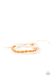 Refreshingly Rural - Orange Wood & Twine Layered  Pull String Bracelet