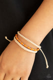 Refreshingly Rural - Orange Wood & Twine Layered  Pull String Bracelet