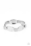 Absolutely Applique - Shiny Silver Overlapping Discs Stretchy Bracelet