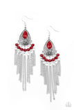 Floating on HEIR - Red Chain Fringe Dangle Earrings