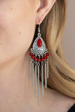 Floating on HEIR - Red Chain Fringe Dangle Earrings