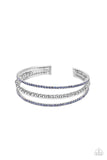 High-End Eye Candy - Dainty Blue Gem Encrusted Open Memory-wire Cuff Bracelet