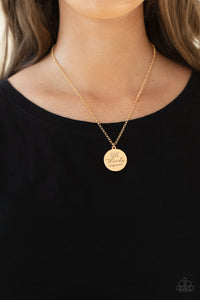 Give Thanks - Dainty Gold Disc Stamped Give Thanks Pendant Short Necklace