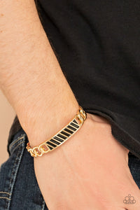 Keep Your Guard Up - Gold & Black Chain-like Men's/Unisex Cuff Bracelet