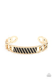 Keep Your Guard Up - Gold & Black Chain-like Men's/Unisex Cuff Bracelet