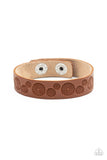 Follow The Wildflowers - Brown Daisy Stamped Dainty Leather Snap Wrap