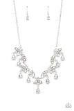 Vintage Royale - White Rhinestone Leafy Short Necklace