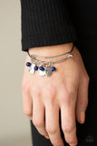 GROWING Strong - Blue Stone Charm Discs Faith Hope Peace Locking Bangle Bracelet