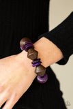 Bermuda Boardwalk - Purple Wood Chunky Stretchy Bracelet