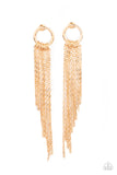 Divinely Dipping - Gold Chains Fringe Post Earrings