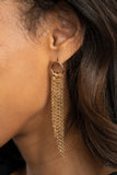 Divinely Dipping - Gold Chains Fringe Post Earrings