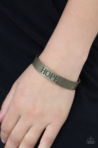 Hope Makes The World Go Round - Simple Brass Stamped Hope Cuff Bracelet