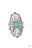 Cottage Couture - Blue Turquoise Floral Ring