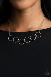 Paparazzi Accessories red circles short dainty necklace