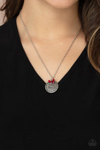 Simple Blessings - Red Stamped Simply Blessed Disc Short Necklace