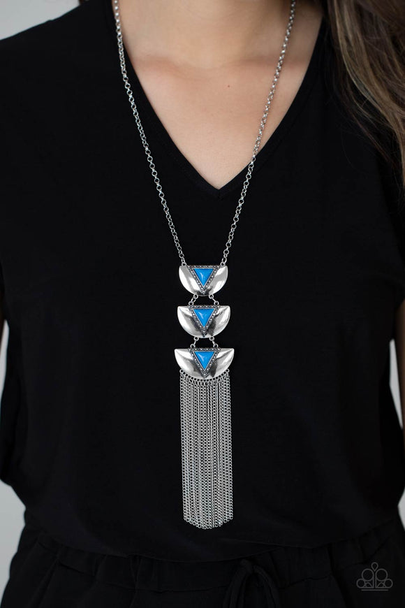 Gallery Expo - French Blue Layered Triangular Tassel Necklace