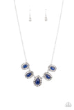 Everlasting Enchantment - Blue Moonstone Teardrops White Gem Encrusted Short Necklace