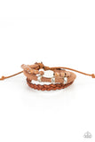 Terrarium Terrain - Brown Floral Stamped Urban Pull String Bracelet