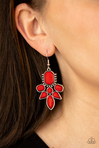 Vacay Vixen - Vibrant Red Beaded Dangle Earrings