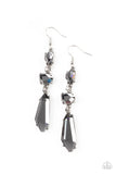 Sophisticated Smolder - Silver Smoky Faced Gem Dangle Earrings