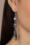 Sophisticated Smolder - Silver Smoky Faced Gem Dangle Earrings