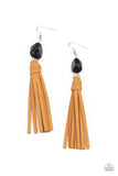 All-Natural Allure - Black with Brown Tassel Earrings