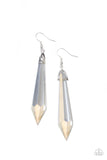 Sharp Dressed DIVA - Multi Iridescent White Obelisk Dangle Earrings