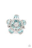 Botanical Ballroom - Blue Rhinestone Flower Ring