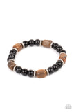 Unity - Brown Tiger's Eye & Shiny Black Beaded Stretchy Bracelet