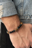 Unity - Brown Tiger's Eye & Shiny Black Beaded Stretchy Bracelet