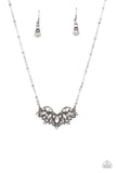 Deluxe Diadem - Black Gunmetal & White Gem Short Necklace