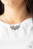 Deluxe Diadem - Black Gunmetal & White Gem Short Necklace