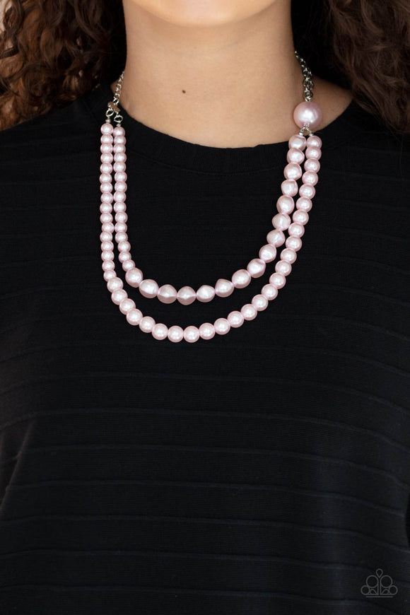 Remarkable Radiance - Pink Peal Double Layered Short Necklace