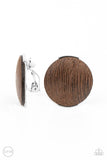 WOODWORK It - Brown Clip-on Earrings