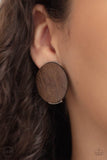 WOODWORK It - Brown Clip-on Earrings