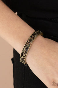 Hawaiian Essence - Brass Floral Filigree Cut-out Hinge Bracelet