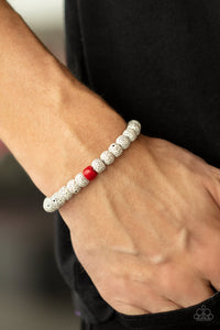 ZEN Second Rule - Red & White Marbled Stretchy Bracelet