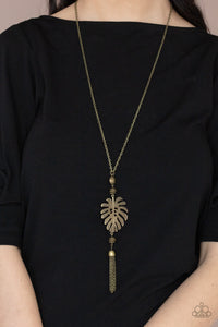 Palm Promenade - Brass Palm Leaf Necklace