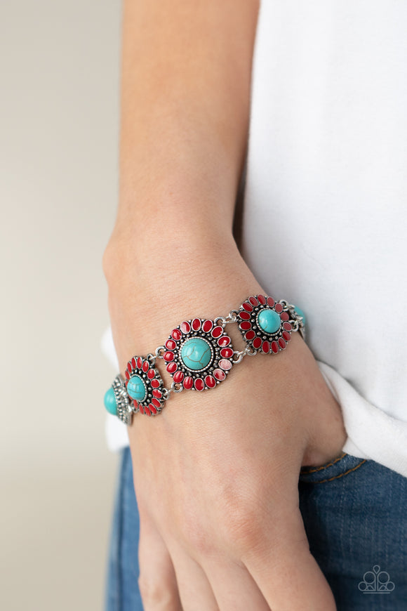 Bodaciously Badlands - Red & Turquoise Floral Bracelet