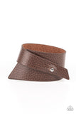 PIECE Offering - Brown Asymmetrical Leather Wrap Bead Loop Closure Bracelet