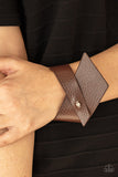 PIECE Offering - Brown Asymmetrical Leather Wrap Bead Loop Closure Bracelet