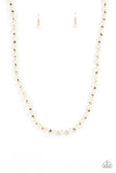 Nautical Novelty - Gold White Pearl Medium Length Necklace