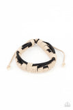 Nautical Distance - Black & White Corded Pull String Bracelet