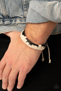 Nautical Distance - Black & White Corded Pull String Bracelet