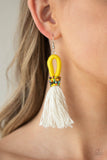 The Dustup - Yellow & White Cotton Tassel Earrings