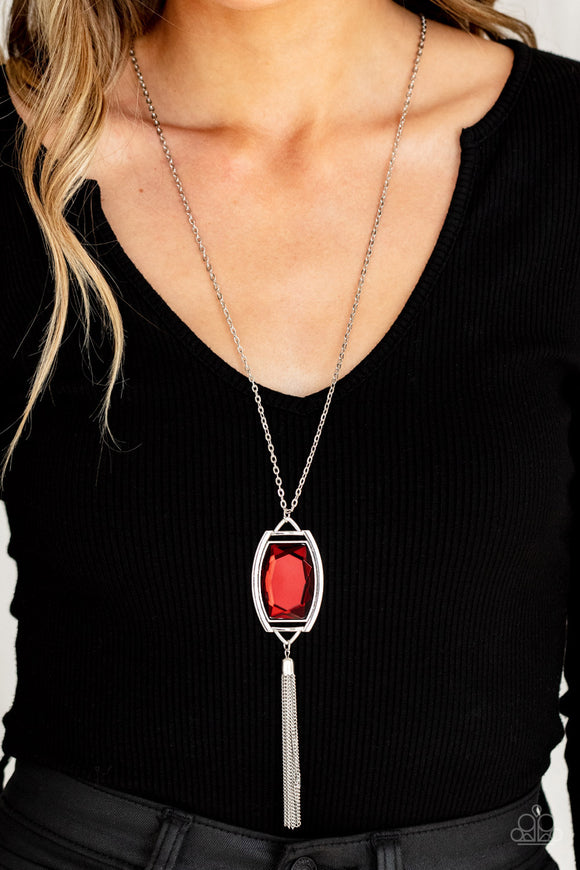 Timeless Talisman - Red Gem & Silver Chain Tassel Necklace – Blind Love  Boutique