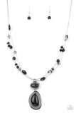 Discovering New Destinations - Asymmetrical Black Stone Floating Layered Short Necklace