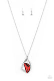 Galactic Wonder - Red & White Gemstone Pendant Long Necklace