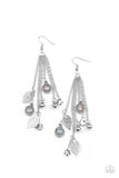 A Natural Charmer - Pink & Blue Leaf Charm Chain Dangle Earrings